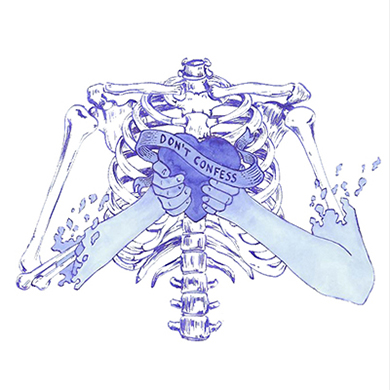 Don't confess - illustration à l'encre bleu